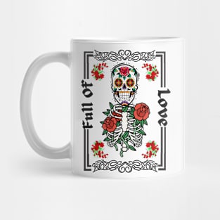 Skull And Love Rose Design Mug